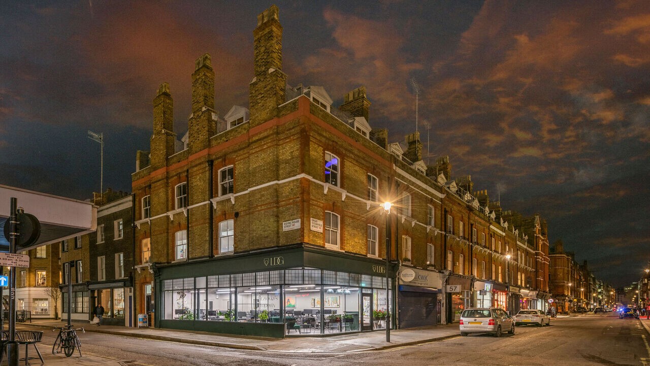Central London skyline near the Riding House Street dental surgery, W1W